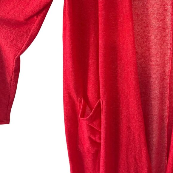 LuLaRoe Womens Open Front Long Red Cardigan Sweater Pockets Lightweight Knit XL - Picture 3 of 6